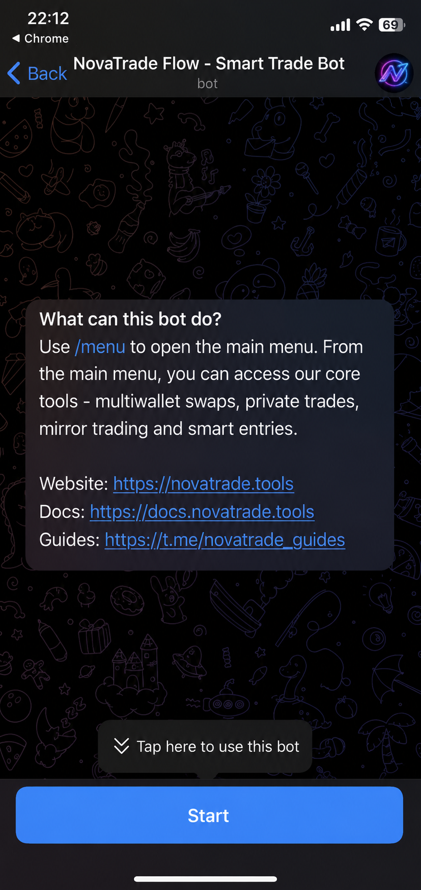 Telegram bot - open bot screen